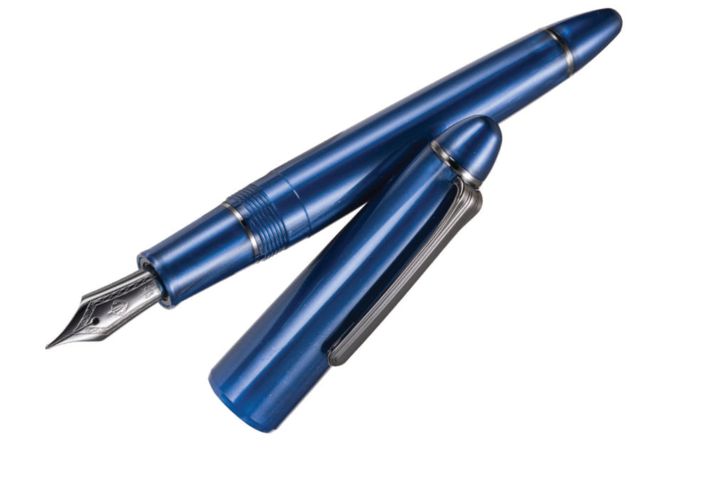 1911 Series Large Ringless Metallic Blue Fountain Pen (21K Nib)