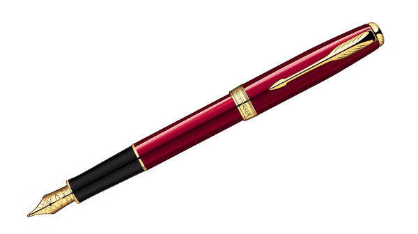 Sonnet - Red Lacquer Gold Trim Fountain Pen